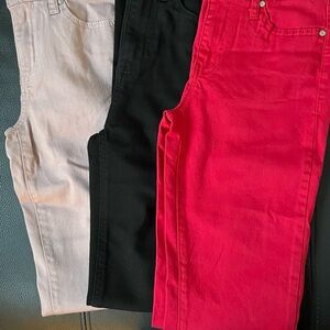 Celebrity Pink Women's Skinny Jeans - 3 pair. Red,pink and black
